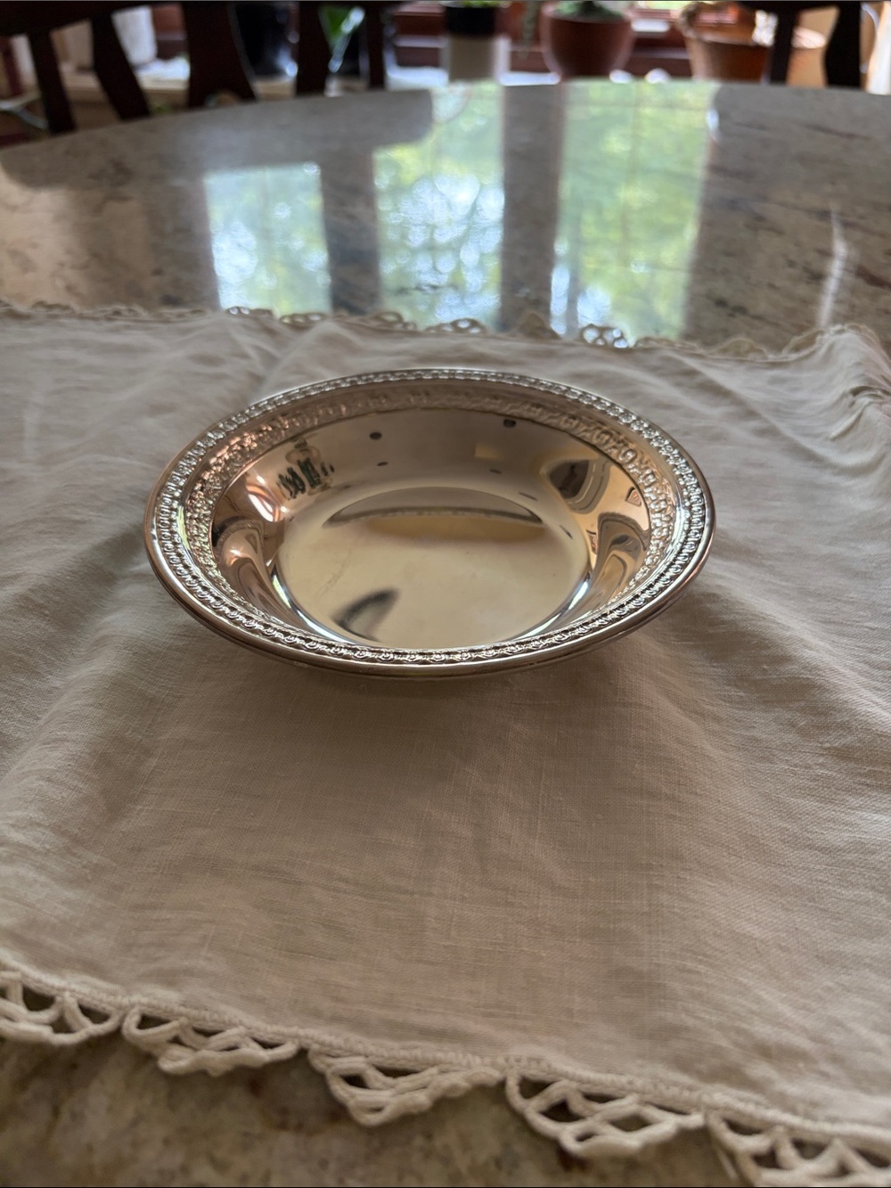 Reed & Barton Silver Plated Embossed Rim Nut Bowl